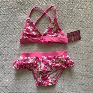 Joe Boxer Girls Ruffle Pink Sparkle Bikini Set